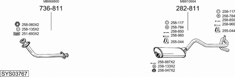 Bosal SYS03767 - Система выпуска ОГ abcparts.ee