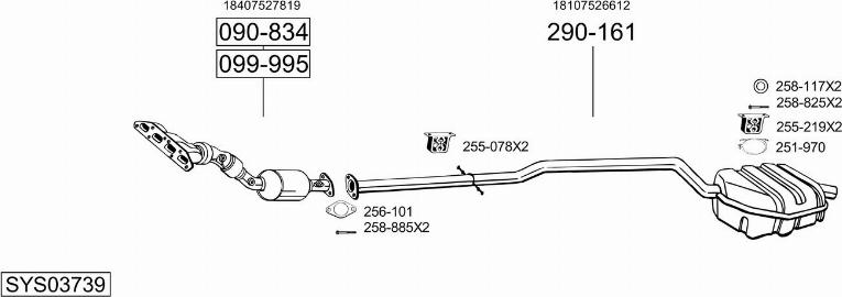 Bosal SYS03739 - Система выпуска ОГ abcparts.ee