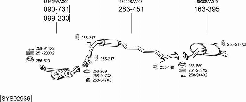 Bosal SYS02936 - Система выпуска ОГ abcparts.ee