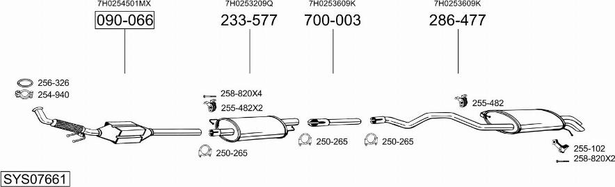 Bosal SYS07661 - Система выпуска ОГ abcparts.ee