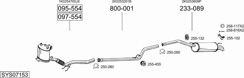 Bosal SYS07153 - Система выпуска ОГ abcparts.ee