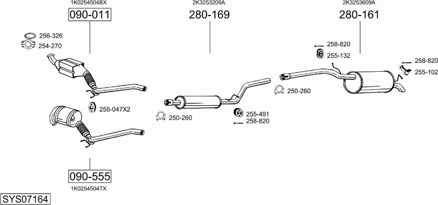 Bosal SYS07164 - Система выпуска ОГ abcparts.ee