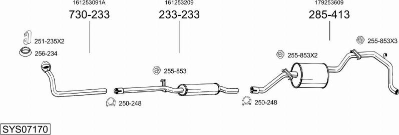 Bosal SYS07170 - Система выпуска ОГ abcparts.ee