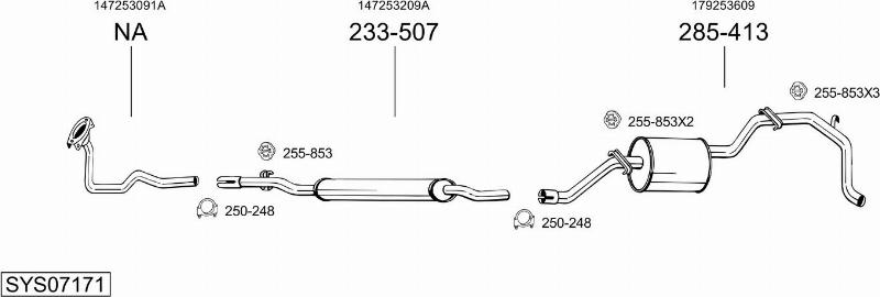 Bosal SYS07171 - Система выпуска ОГ abcparts.ee