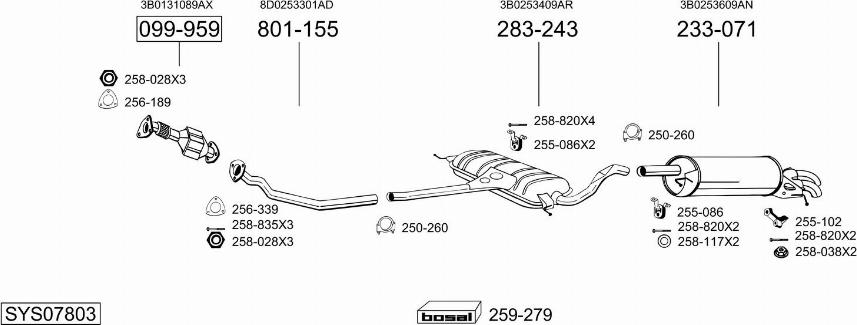 Bosal SYS07803 - Система выпуска ОГ abcparts.ee