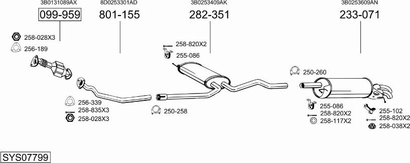 Bosal SYS07799 - Система выпуска ОГ abcparts.ee