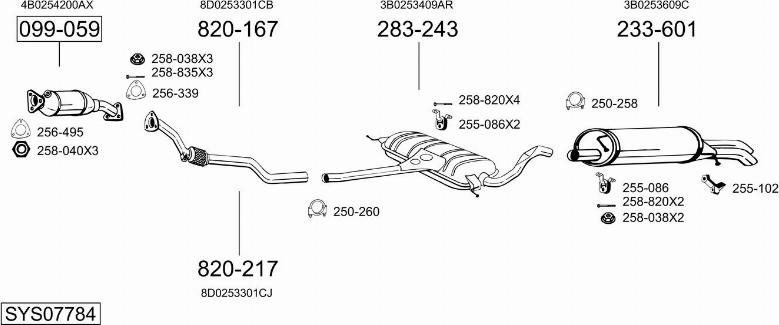 Bosal SYS07784 - Система выпуска ОГ abcparts.ee