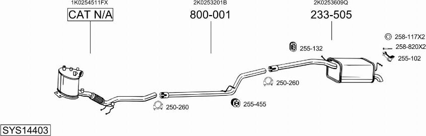 Bosal SYS14403 - Система выпуска ОГ abcparts.ee
