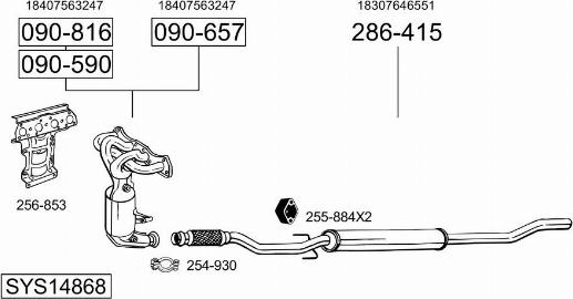 Bosal SYS14868 - Система выпуска ОГ abcparts.ee