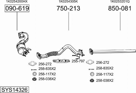 Bosal SYS14326 - Система выпуска ОГ abcparts.ee