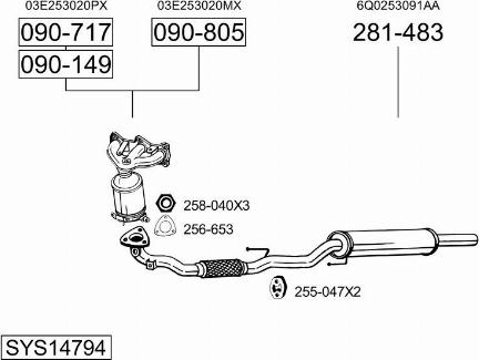 Bosal SYS14794 - Система выпуска ОГ abcparts.ee