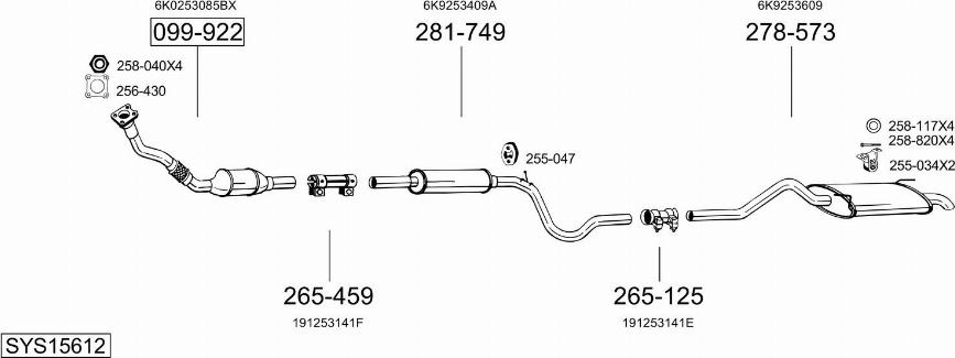 Bosal SYS15612 - Система выпуска ОГ abcparts.ee