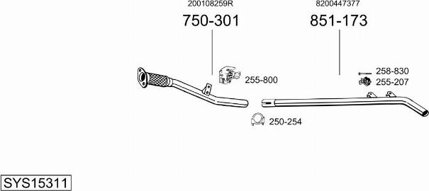 Bosal SYS15311 - Система выпуска ОГ abcparts.ee