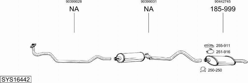 Bosal SYS16442 - Система выпуска ОГ abcparts.ee