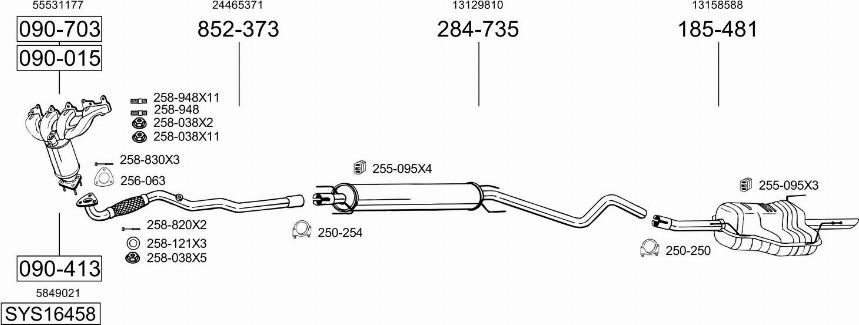 Bosal SYS16458 - Система выпуска ОГ abcparts.ee