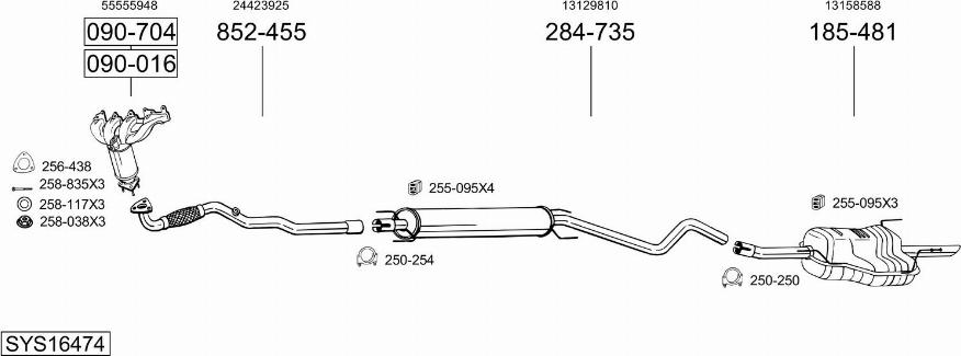 Bosal SYS16474 - Система выпуска ОГ abcparts.ee