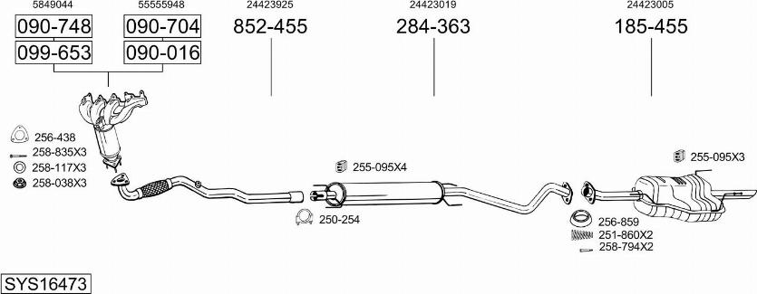 Bosal SYS16473 - Система выпуска ОГ abcparts.ee