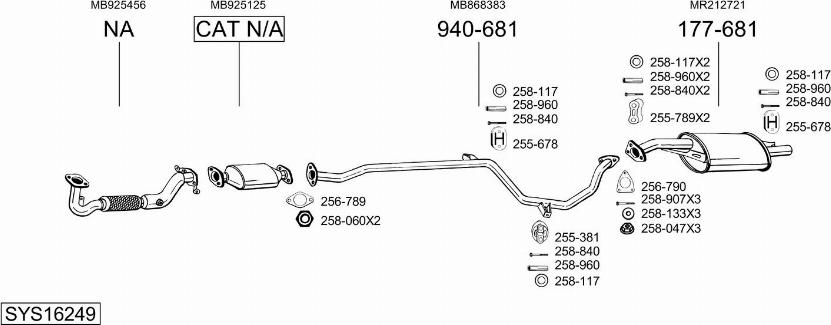 Bosal SYS16249 - Система выпуска ОГ abcparts.ee