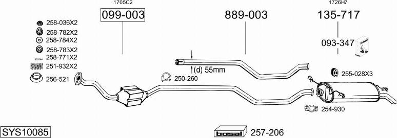 Bosal SYS10085 - Система выпуска ОГ abcparts.ee
