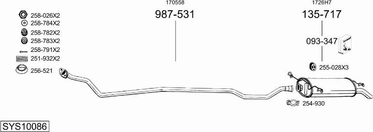 Bosal SYS10086 - Система выпуска ОГ abcparts.ee
