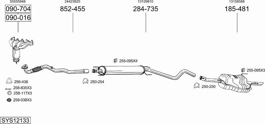 Bosal SYS12133 - Система выпуска ОГ abcparts.ee