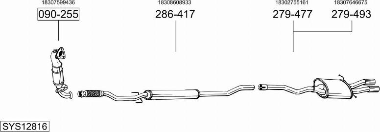 Bosal SYS12816 - Система выпуска ОГ abcparts.ee