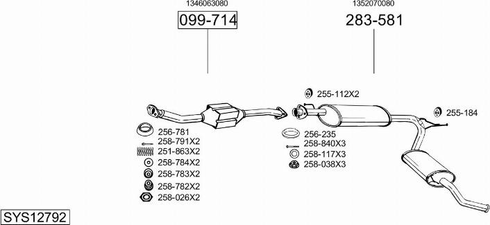Bosal SYS12792 - Система выпуска ОГ abcparts.ee