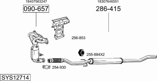 Bosal SYS12714 - Система выпуска ОГ abcparts.ee