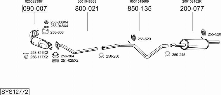 Bosal SYS12772 - Система выпуска ОГ abcparts.ee