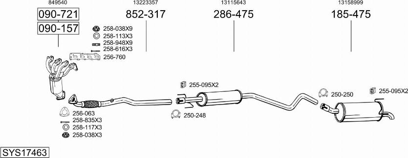 Bosal SYS17463 - Система выпуска ОГ abcparts.ee