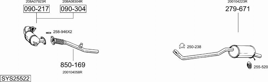 Bosal SYS25522 - Система выпуска ОГ abcparts.ee