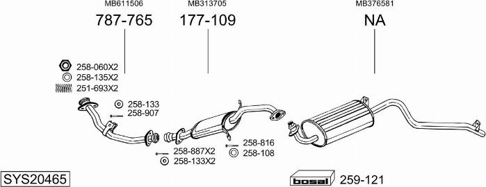Bosal SYS20465 - Система выпуска ОГ abcparts.ee