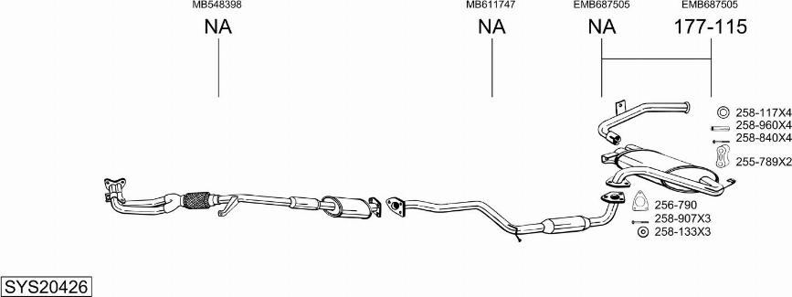 Bosal SYS20426 - Система выпуска ОГ abcparts.ee