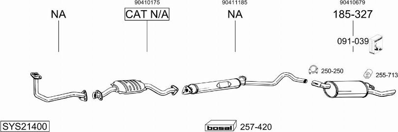 Bosal SYS21400 - Система выпуска ОГ abcparts.ee