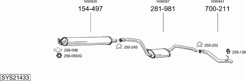 Bosal SYS21433 - Система выпуска ОГ abcparts.ee