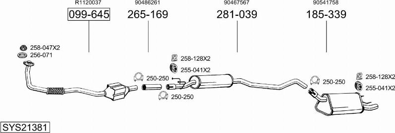 Bosal SYS21381 - Система выпуска ОГ abcparts.ee
