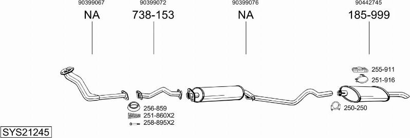 Bosal SYS21245 - Система выпуска ОГ abcparts.ee
