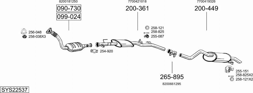 Bosal SYS22537 - Система выпуска ОГ abcparts.ee
