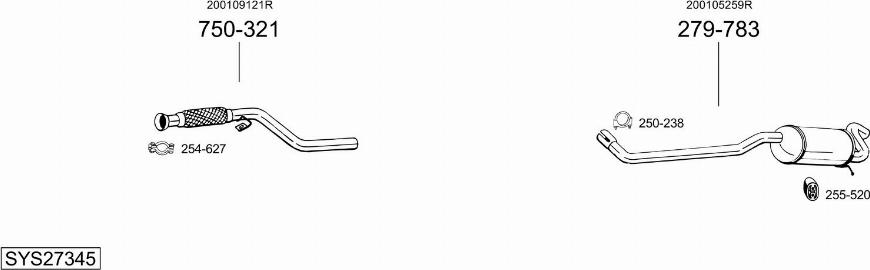 Bosal SYS27345 - Система выпуска ОГ abcparts.ee