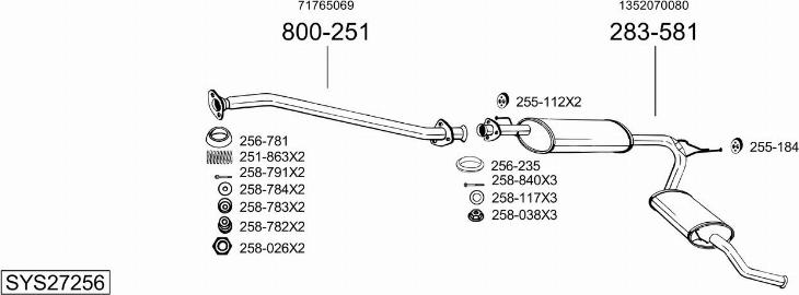 Bosal SYS27256 - Система выпуска ОГ abcparts.ee