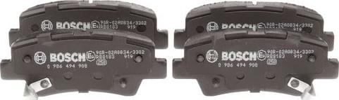 BOSCH 0 986 494 908 - Тормозные колодки, дисковые, комплект abcparts.ee
