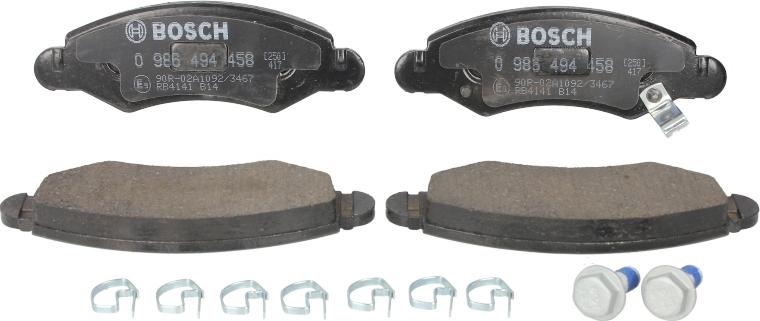 BOSCH 0 986 494 458 - Тормозные колодки, дисковые, комплект abcparts.ee