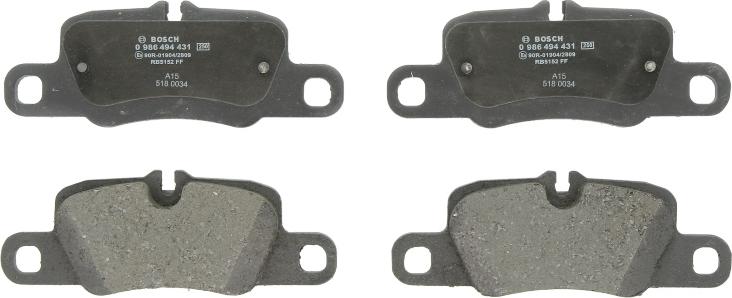 BOSCH 0 986 494 431 - Тормозные колодки, дисковые, комплект abcparts.ee