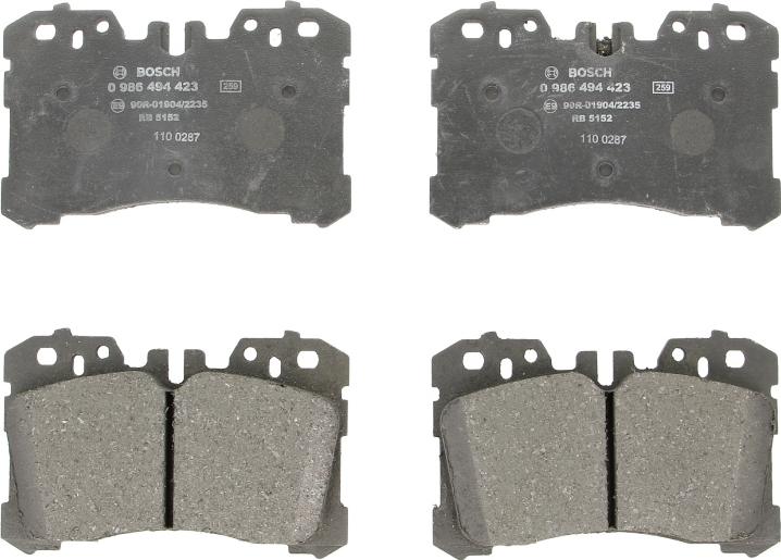 BOSCH 0 986 494 423 - Тормозные колодки, дисковые, комплект abcparts.ee