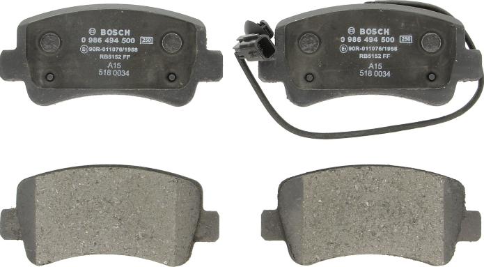 BOSCH 0 986 494 500 - Тормозные колодки, дисковые, комплект abcparts.ee