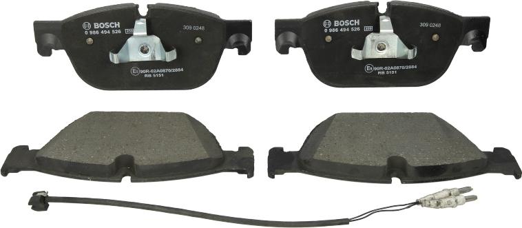 BOSCH 0 986 494 526 - Тормозные колодки, дисковые, комплект abcparts.ee
