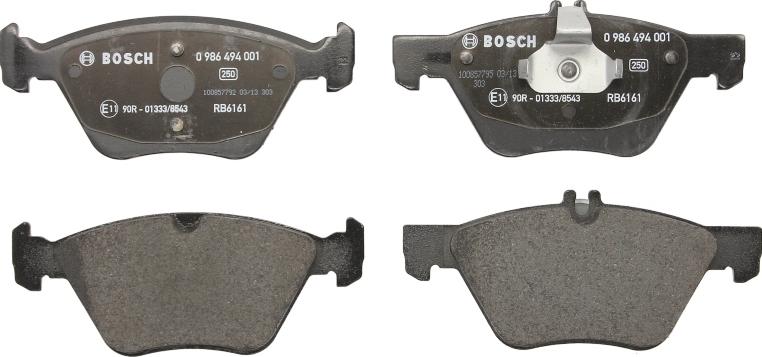 BOSCH 0 986 494 001 - Тормозные колодки, дисковые, комплект abcparts.ee
