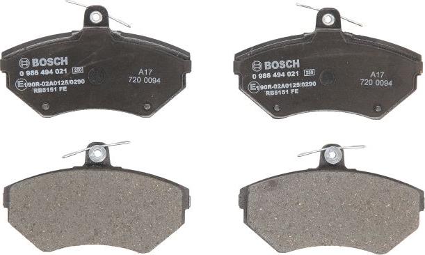 BOSCH 0 986 494 021 - Тормозные колодки, дисковые, комплект abcparts.ee
