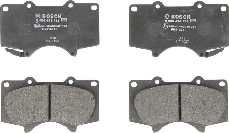 BOSCH 0 986 494 153 - Тормозные колодки, дисковые, комплект abcparts.ee