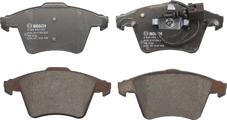 BOSCH 0 986 494 107 - Тормозные колодки, дисковые, комплект abcparts.ee